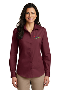 Port Authority® Ladies Long Sleeve Carefree Poplin Shirt - Front