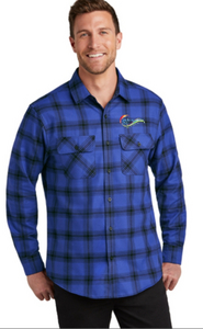 Port Authority® Plaid Flannel Shirt - Royal/Black Open Plaid
